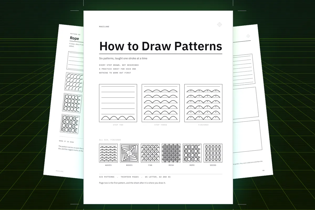 Six patterns, every step drawn
