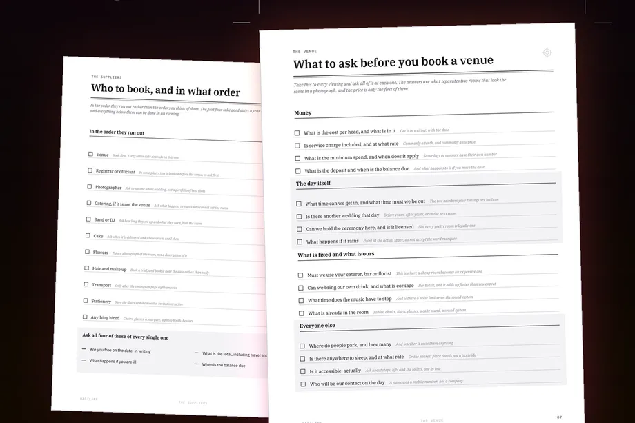 What to ask before you book a venue, written out